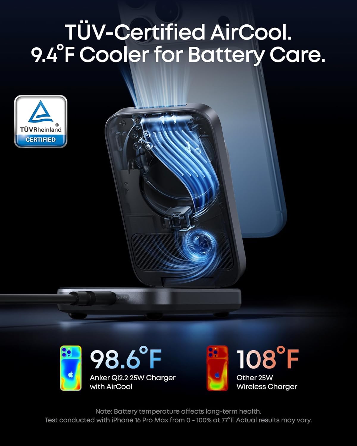 Anker Prime 3-in-1 Charging Station, AirCool Wireless Charger, 25W Qi2.2-Certified Palm-Sized Foldable MagSafe Charger Compatible with iPhone 17, Apple Watch, AirPods (Non-Battery, with Adapter) 🍁 All In One Marketplace Canada