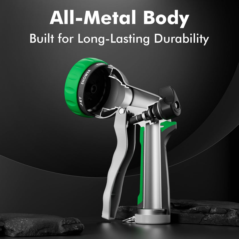 RESTMO Garden Hose Nozzle, Heavy Duty Metal Water Hose Nozzle with 7 Adjustable Spray Patterns, High Pressure Hand Sprayer with Flow Control, Best for Watering Plants & Lawns, Washing Cars & Pets 🍁 All In One Marketplace Canada