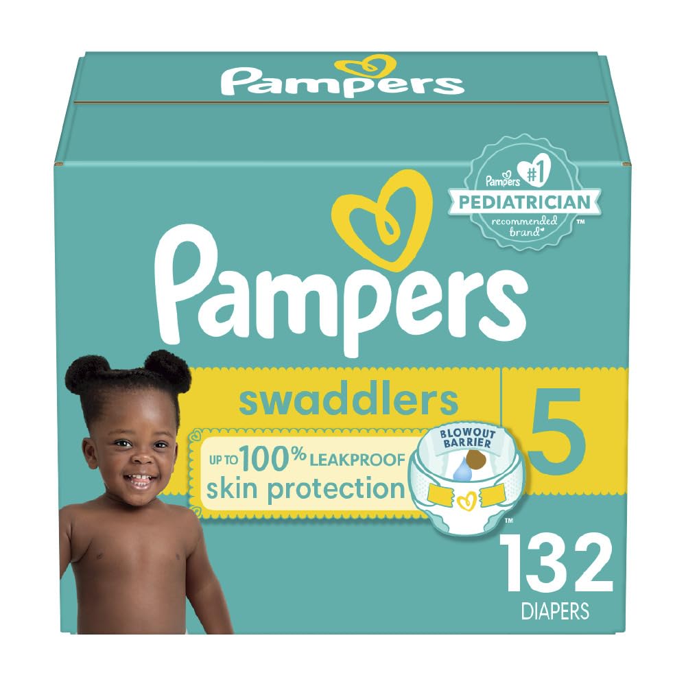 Pampers Swaddlers Diapers, Size 5, Absorbent, Keeps Baby Dry and Comfortable, Skin Safe Disposable Baby Diaper, 1 Pack (Count of 132) 🍁 All In One Marketplace Canada