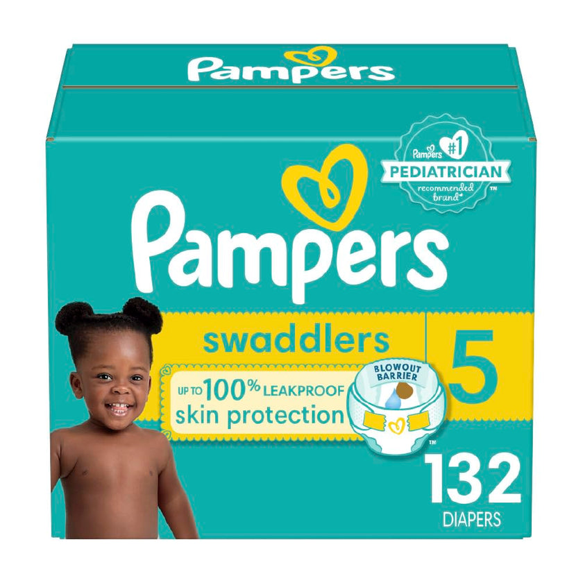Pampers Swaddlers Diapers, Size 5, Absorbent, Keeps Baby Dry and Comfortable, Skin Safe Disposable Baby Diaper, 1 Pack (Count of 132) 🍁 All In One Marketplace Canada