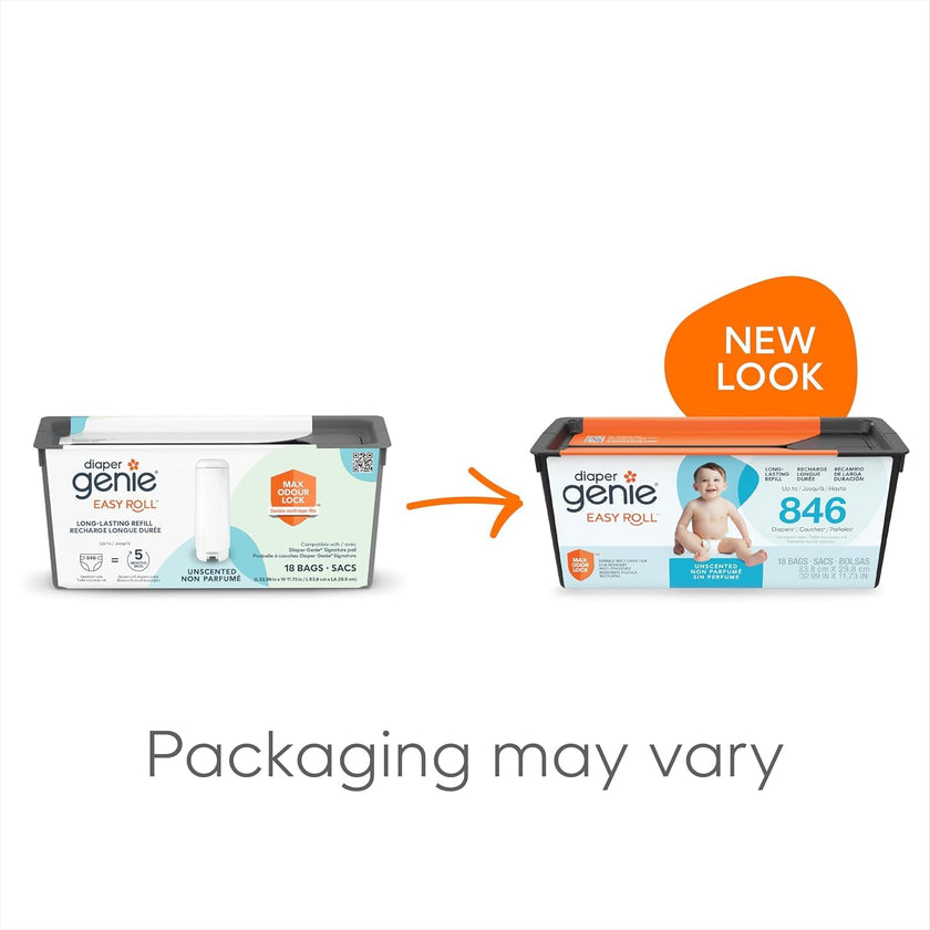 Diaper Genie Easy Roll Refill with 18 Bags - for the Diaper Genie Signature and Platinum pails | Lasts Up to 5 Months or Holds Up to 846 newborn Diapers Per Refill blue 1 Count 🍁 All In One Marketplace Canada