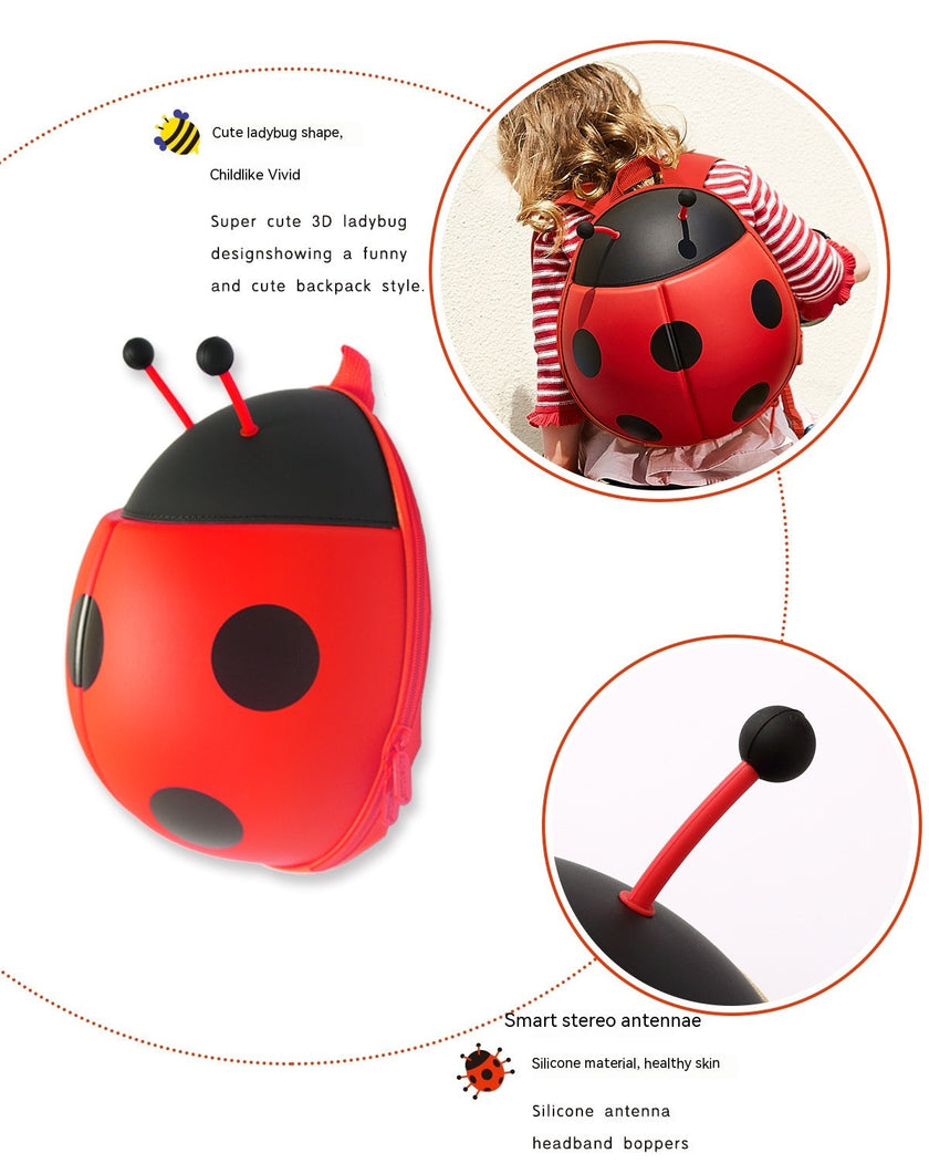Cute Ladybug Kids Backpack – Cartoon Schoolbag for Children (Green, Orange, Red, Yellow)