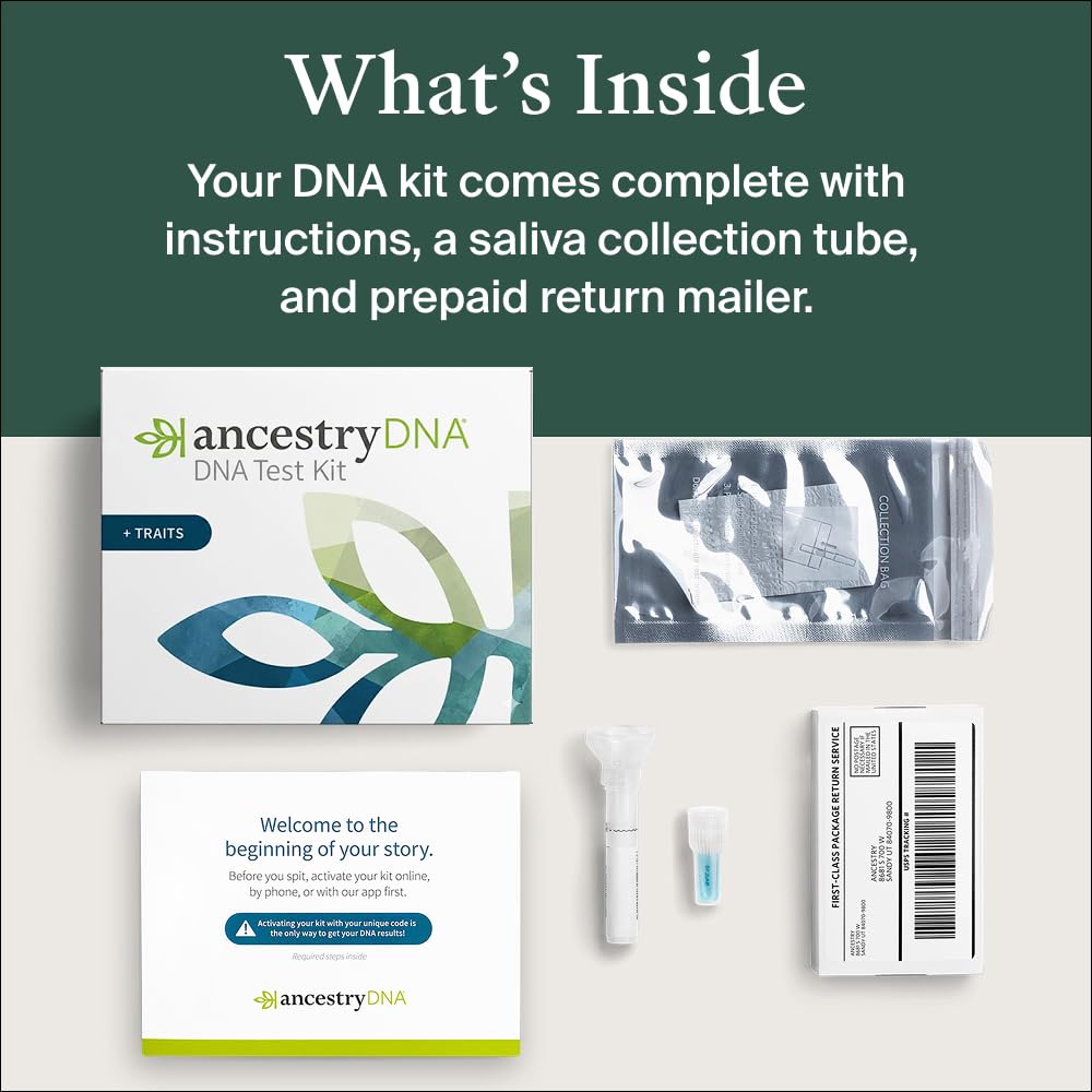 AncestryDNA + Traits Genetic Test Kit: Personalized Genetic Traits, DNA Ethnicity Test, Find Relatives, Family History, 2600 Regions, Ancestry Reports 🍁 All In One Marketplace Canada