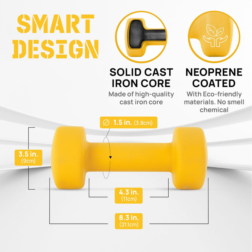Yes4All Dumbbell Neoprene, poids et haltere, Weight Set, Hand Weights for Women, Dumbbells Pair, Free Weights (Orange - 8lbs) 🍁 All In One Marketplace Canada