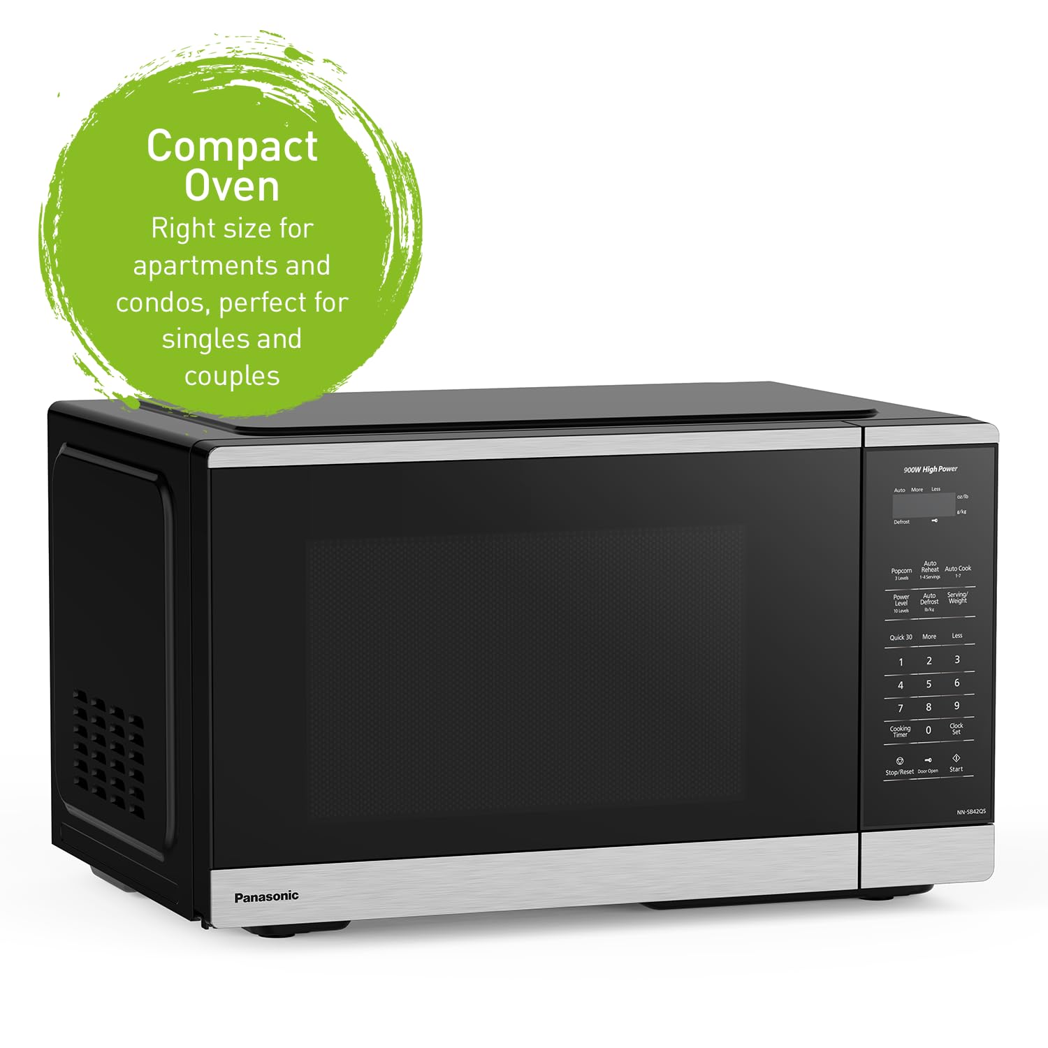 Panasonic NNSB42QSC Compact 900 W High Power Microwave Oven, 7 Auto Cook Menus, 0.9 cft. Interior Capacity, Child Lock, Stainless Steel, Black 🍁 All In One Marketplace Canada