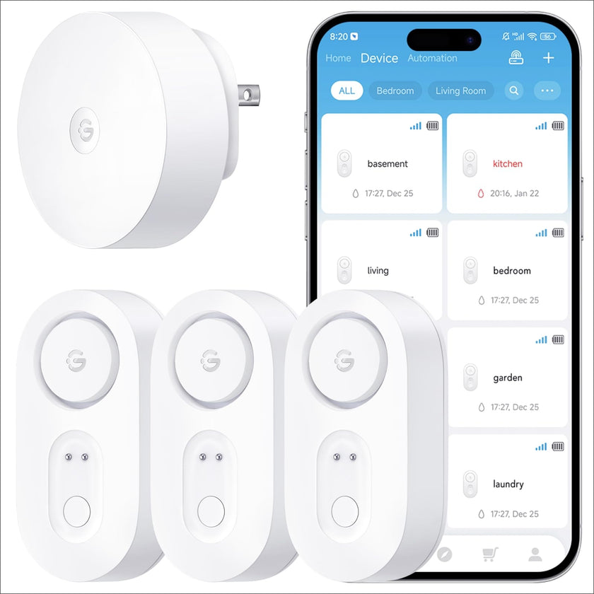 GoveeLife Upgraded smart Water Leak Detector 1s with 1804ft Ultra-Long Range, WiFi Water Sensor with SMS/Email/APP Push and Sound Alarm, 5-Year Battery Life, 3 Pack, Suit for Home, Basement, Kitchen 🍁 All In One Marketplace Canada