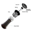 Pepper Grinder or Salt Grinder, Best Spice Mill with Ceramic Blades, Adjustable Coarseness, Brushed Stainless Steel Cap, and Refillable Tall Glass Body with 6OZ Capacity (7.5