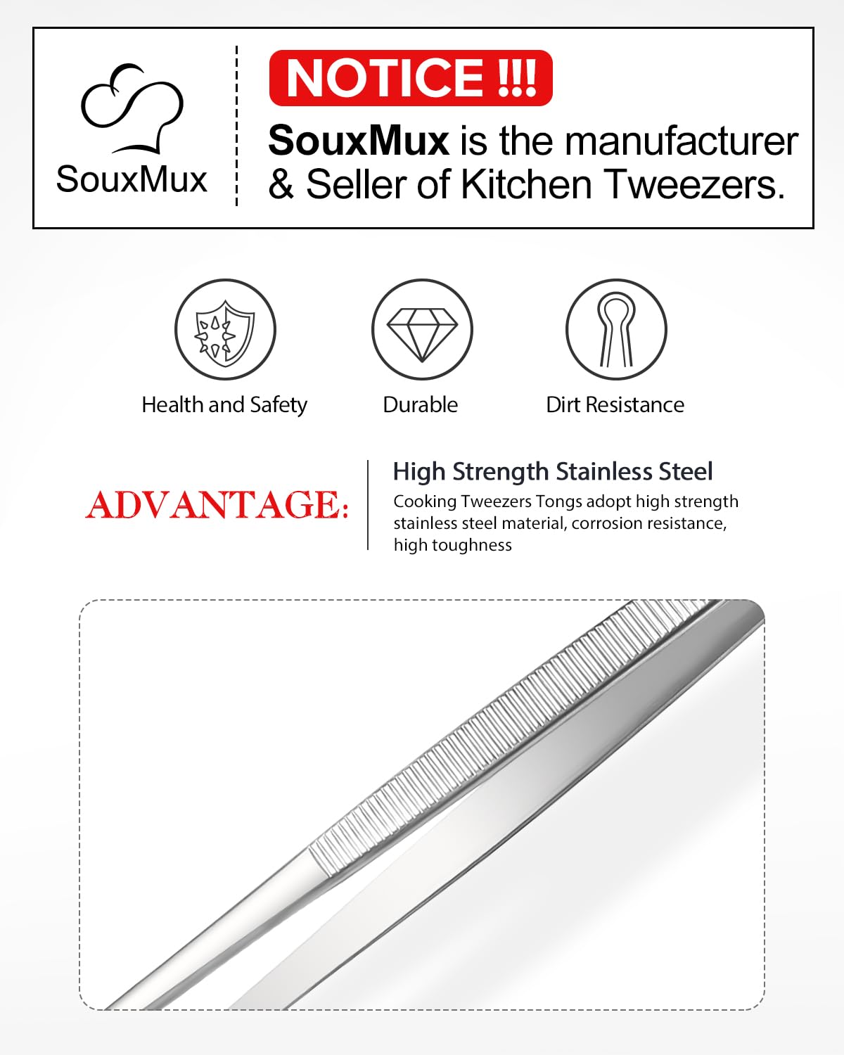 2 Pcs 12-inch Cooking Tweezers Tongs Precision Serrated Tips, Stainless Steel Professional Chef Tweezer Kitchen Tools for BBQ, Plating and Serving 🍁 All In One Marketplace Canada