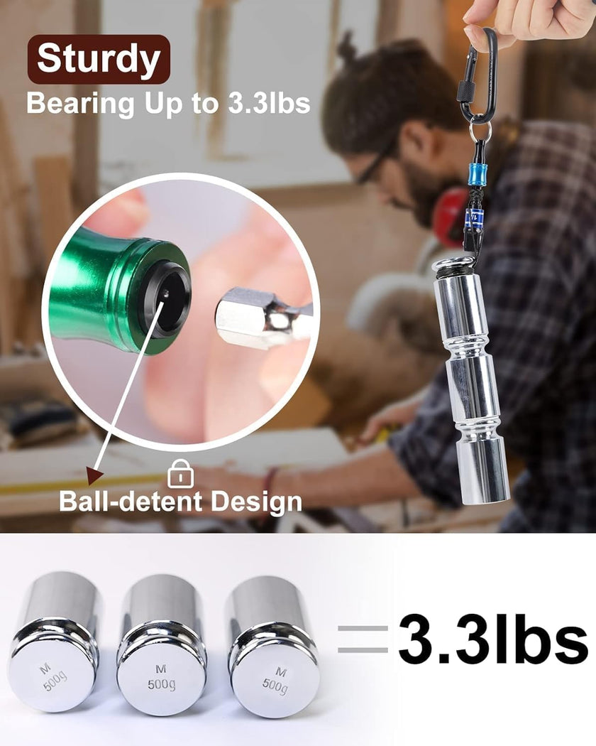 Upgrade, Push to Unlock,katerk 6pcs 1/4 inch Hex Shank Aluminum Alloy Screwdriver Bits Holder Light-weight Quick-change Extension Bar Keychain Drill Screw Adapter Change Portable, With Black Carabiner 🍁 All In One Marketplace Canada