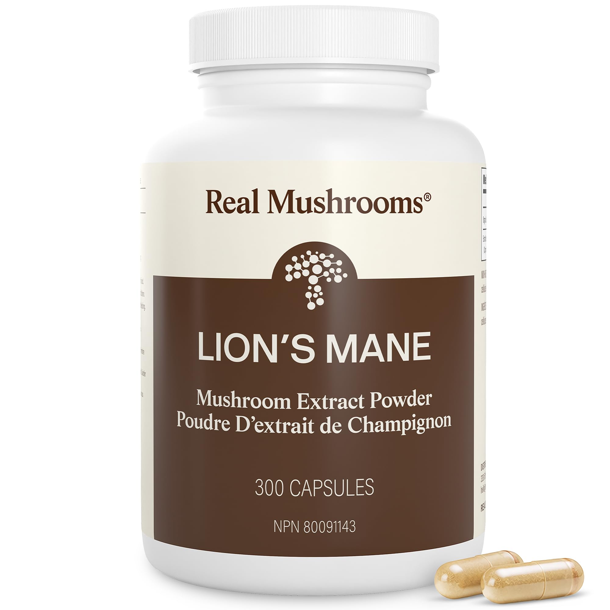 Real Mushrooms Lions Mane Capsules- Organic Mushroom Extract With Immunomodulating Properties Antioxidants - Vegan Supplement, 300 Capsules 🍁 All In One Marketplace Canada