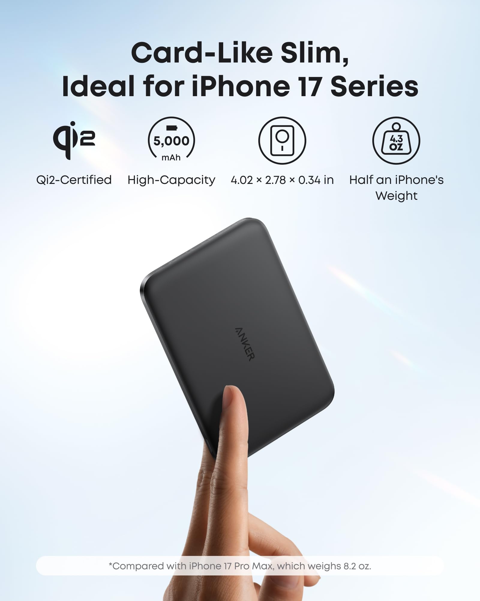Anker Nano Power Bank, Ultra-Slim 5,000mAh Magnetic Battery Pack, Qi2 Certified 15W Max Ultra-Fast MagSafe-Compatible Portable Charger, Ergonomic Design, for iPhone Air/17/16/15 Series (Not for Pixel) 🍁 All In One Marketplace Canada