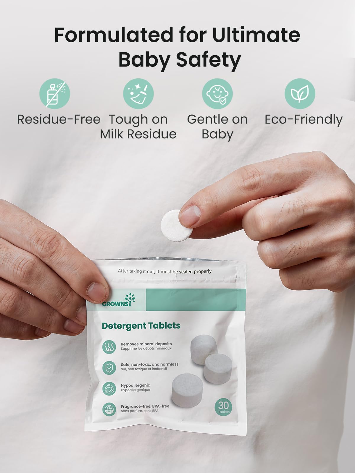 Grownsy Detergent Washing Tablets 130 PCS for Momcozy, Baby Brezza, Papablic Bottle Washer, Compatible with All Brands Baby Bottle Washers 🍁 All In One Marketplace Canada