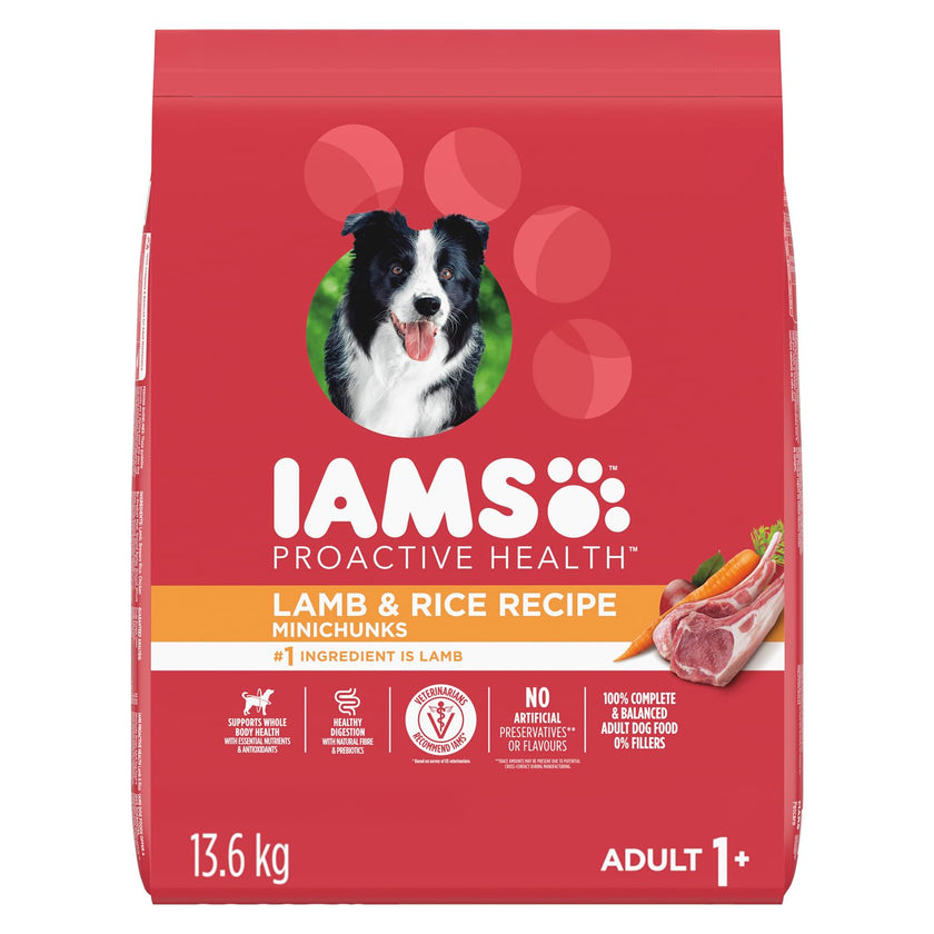 IAMS Proactive Health Minichunks Dry Dog Food – Crunchy Kibble For Adult Dogs – Lamb & Rice Recipe – 13.6KG (30LB) Bag 🍁 All In One Marketplace Canada