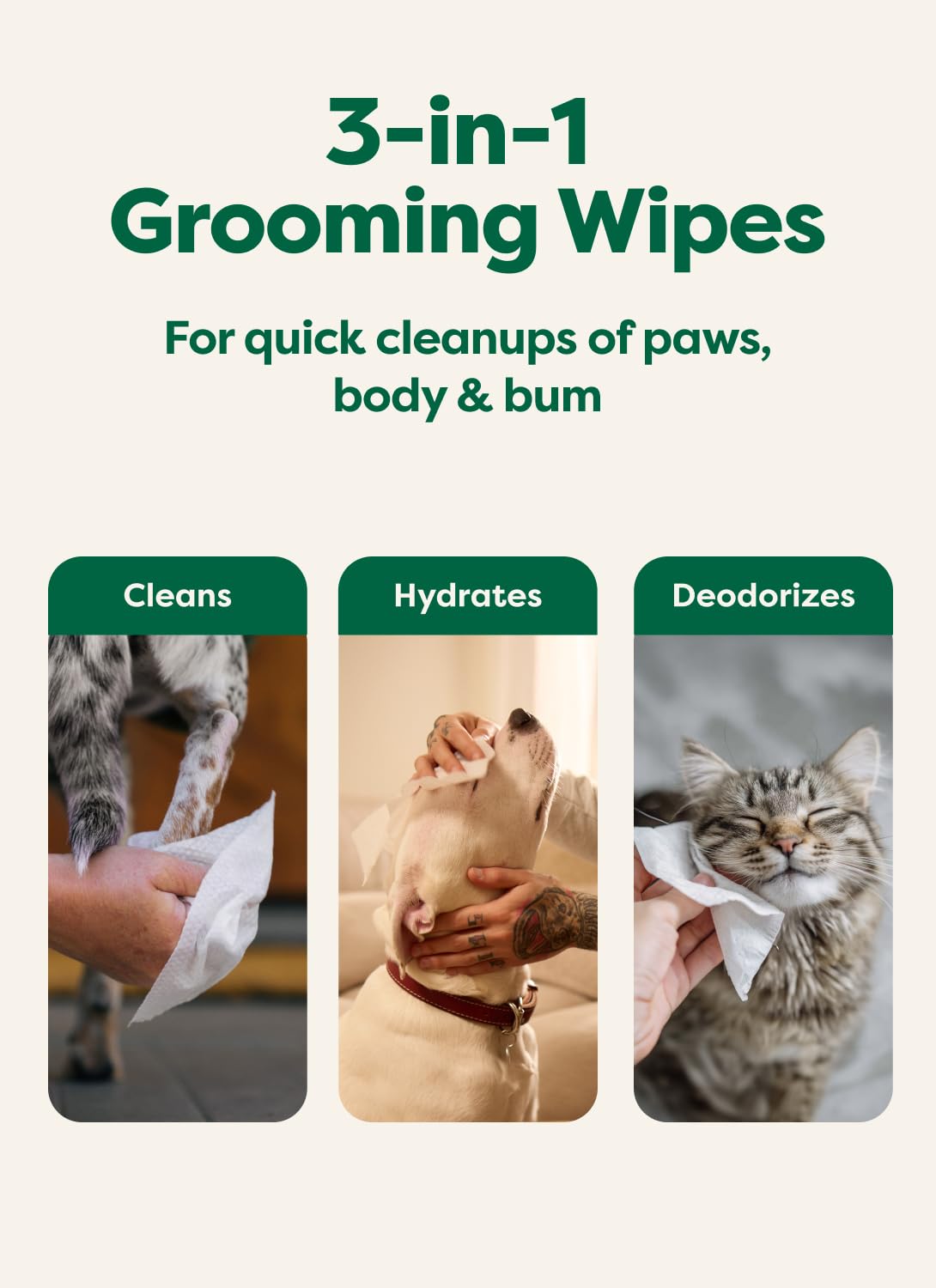Earth Rated (A Canadian Company) Pet Wipes for Dogs and Cats, Hypoallergenic, 3-in-1 Cleaning, Deodorizing and Hydrating, for Grooming Paws, Body and Butt, New White Tea and Basil Scent, 400 Count 🍁 All In One Marketplace Canada