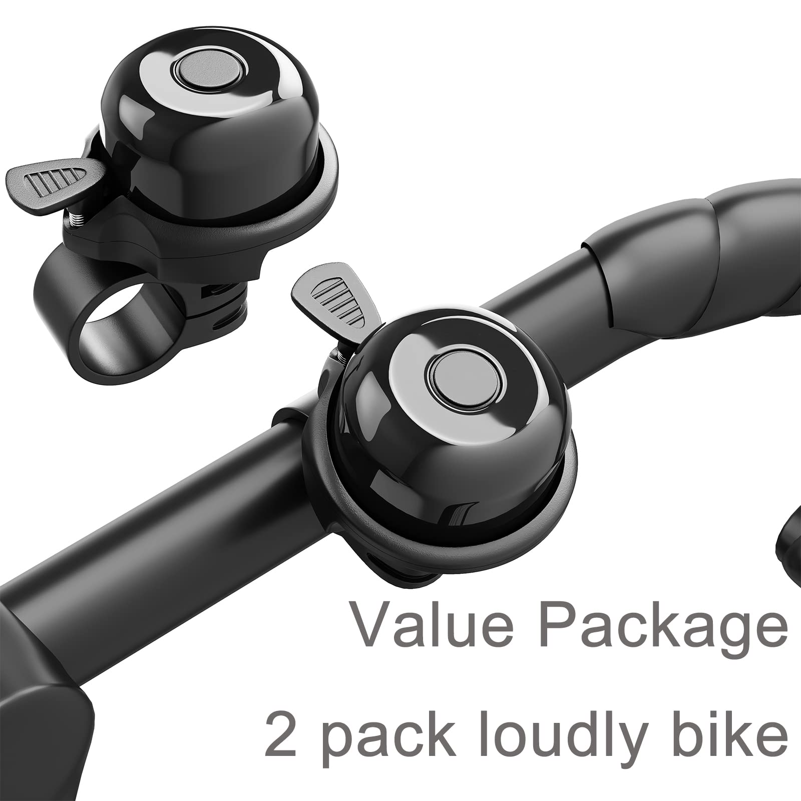 2 Pack Classic Bike Bell, Bicycle Bell | Loud Crisp Clear Sound for City Commuting & Mountain Bikes, BMX Bike, Sports Bike, Durable & Easy-Thumb Hit for Adults Kids, Right Hand/Left Hand Use - Black 🍁 All In One Marketplace Canada