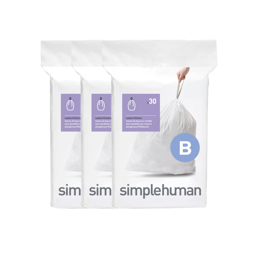 simplehuman Code B 90 Count, Dispenser Pack Custom Fit Liners, Drawstring Trash Bags, 6L / 1.6 Gallons, White 🍁 All In One Marketplace Canada
