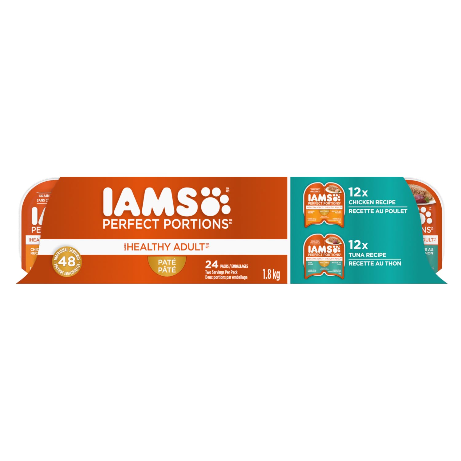 IAMS Perfect Portions Adult Wet Cat Food - Chicken and Tuna Paté Variety Pack, 75g (24 Pack) 🍁 All In One Marketplace Canada