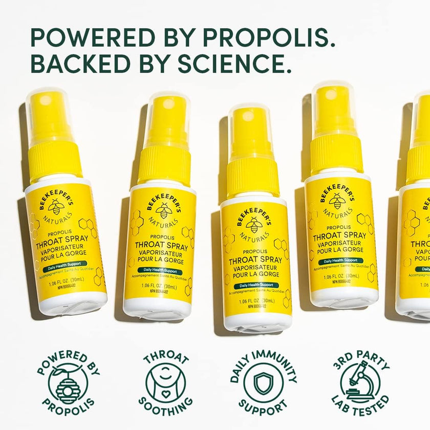 BEEKEEPER'S NATURALS Propolis Throat Spray - 85mg Bee Propolis Extract - Natural Immune Support, Sore Throat Relief & Antioxodant Support - Antioxidants, Keto, Paleo, Gluten-Free 1.06 oz (Pack of 2) 🍁 All In One Marketplace Canada