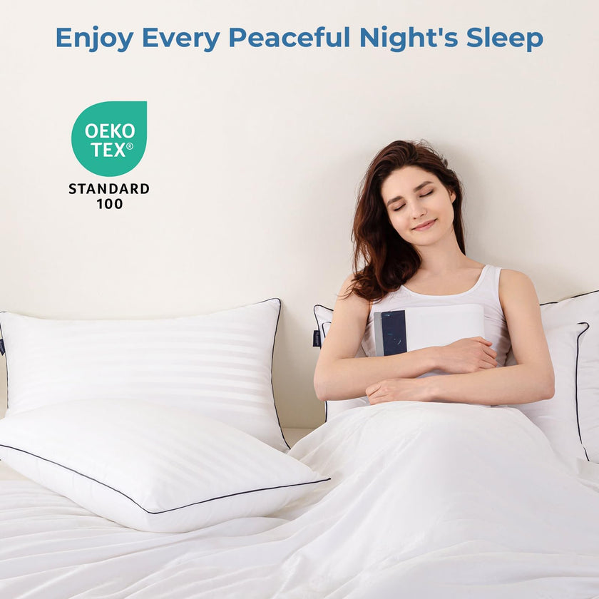 Pillows Standard Size Set of 4 - Bed Pillows for Sleeping 4 Pack, Cooling Supportive Hotel Pillows with Premium Soft Down Alternative Fill for Side Stomach and Back Sleepers 🍁 All In One Marketplace Canada