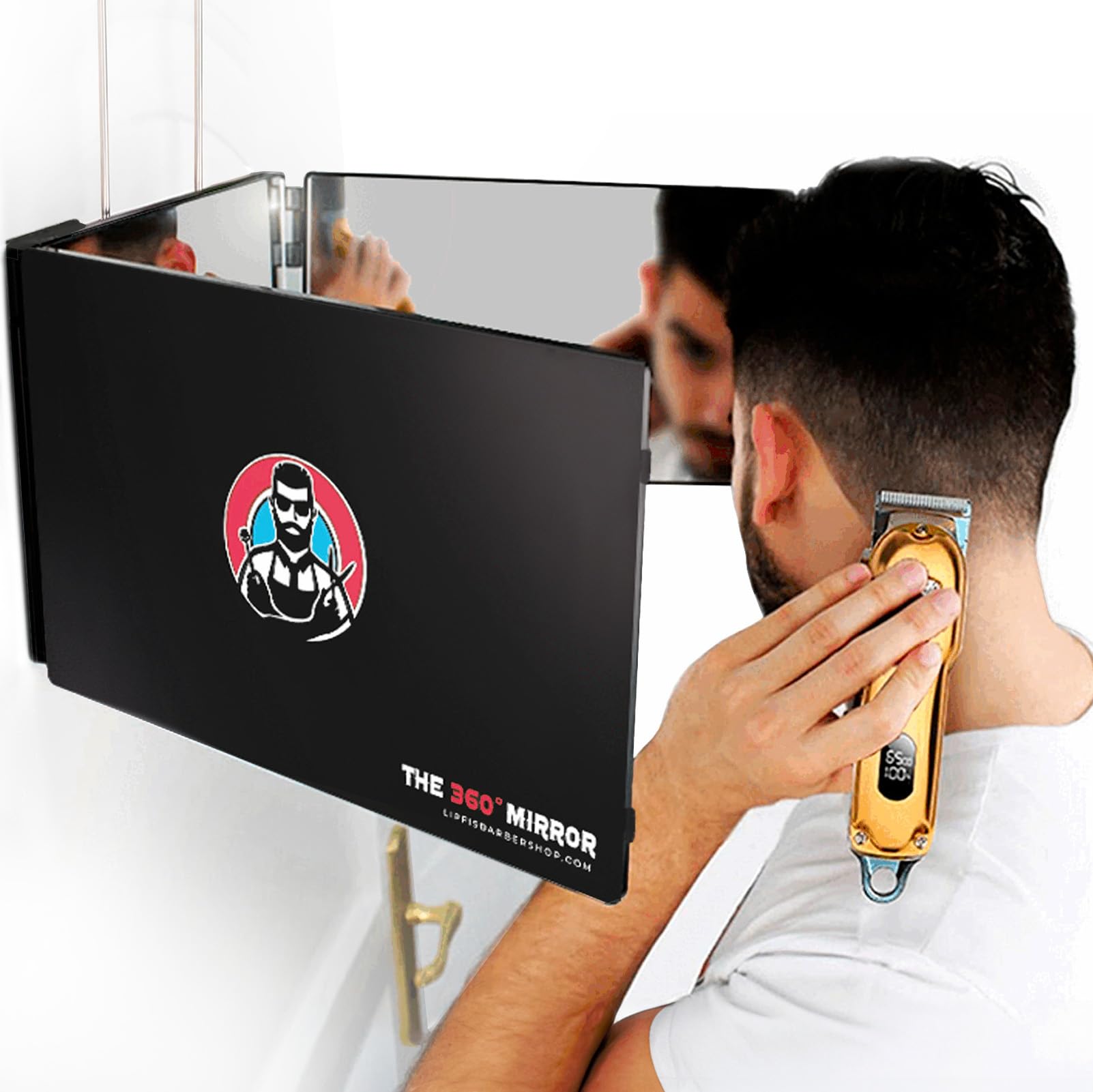 The 360 Mirror - 3 Way Adjustable Trifold Barber Mirror for Self Hair Cutting - Tri Fold Self Haircut System for Men and Women Braiding 🍁 All In One Marketplace Canada