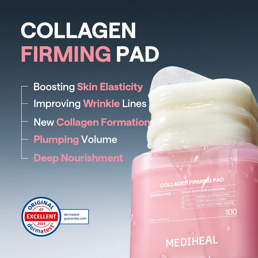 MEDIHEAL Collagen Firming Toner Pad – Korean Skincare, 98% Vegan Collagen with Retinol & 7 Peptides, Firming, Plumping & Wrinkle Care, Micro-Hole Fabric, 100 Pads 🍁 All In One Marketplace Canada