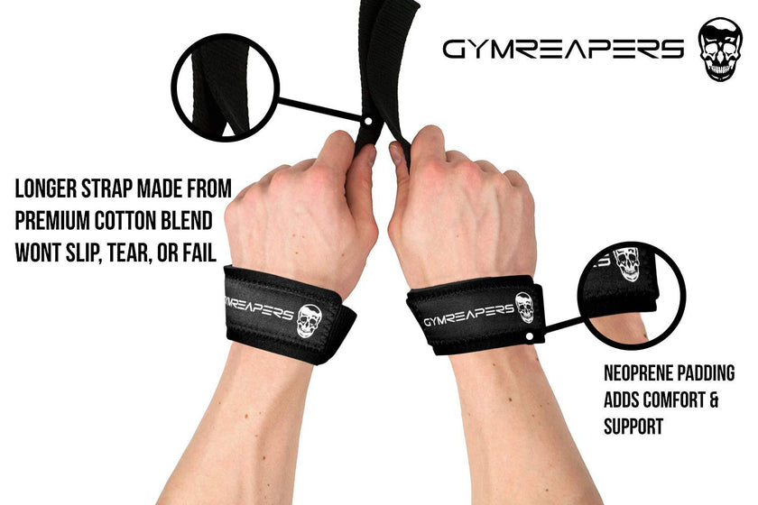 Gymreapers Lifting Wrist Straps for Weightlifting, Bodybuilding, Powerlifting, Strength Training, & Deadlifts - Padded Neoprene with 18