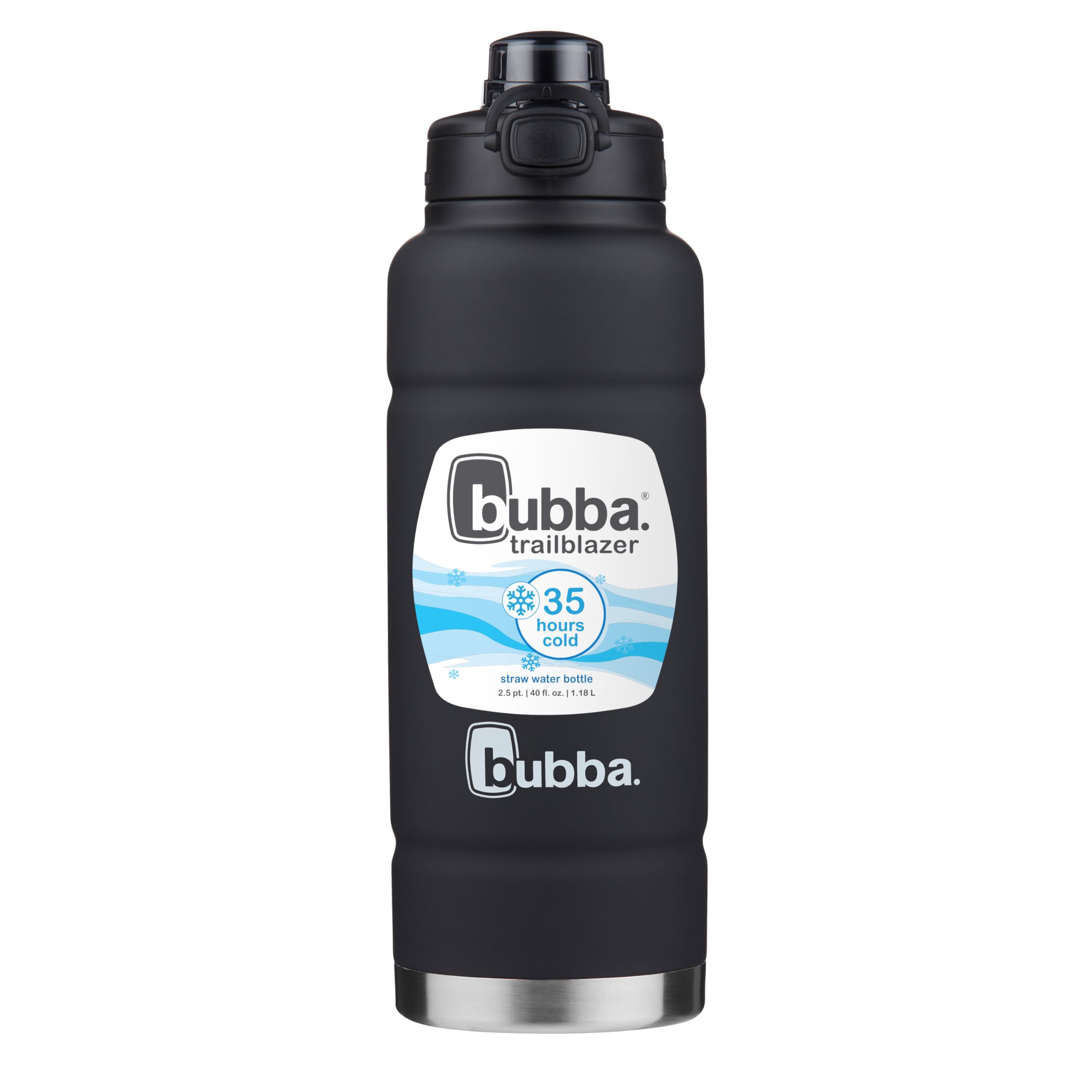 bubba Trailblazer Stainless Steel Water Bottle with Push Button Lid, 40 oz (1.18 L), Vacuum-Insulated, Rubberized Licorice 🍁 All In One Marketplace Canada