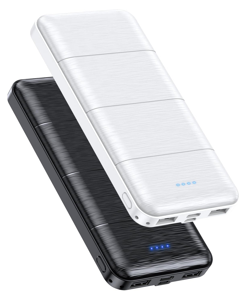 Portable-Charger-Power-Bank - 2 Pack 15000mAh Dual USB Power Bank Output 5V3.1A Fast Charger Portable Charger Compatible with Smartphones and All USB Devices (Deep Black and White) 🍁 All In One Marketplace Canada
