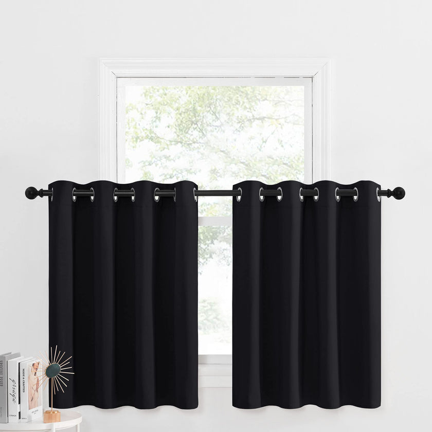NICETOWN Blackout Valance for Small Window - Thermal Insulated Room Darkening Plain Grommet-Top Short Curtain Panel for Cafe Bar / Apartment (1 Pack, W52 x L36 + 1.2 inches Header, Black) 🍁 All In One Marketplace Canada