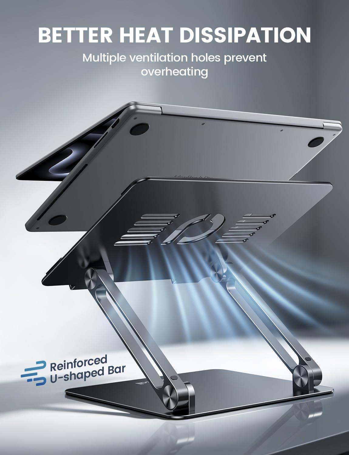 Lamicall Adjustable Laptop Stand, Portable Laptop Riser, Aluminum Laptop Stand for Desk Foldable, Ergonomic Computer Notebook Stand Holder Gift for MacBook Air Pro, More 10-17.3