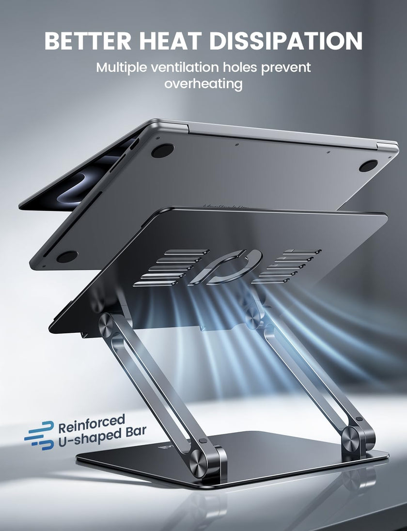 Lamicall Adjustable Laptop Stand, Portable Laptop Riser, Aluminum Laptop Stand for Desk Foldable, Ergonomic Computer Notebook Stand Holder Gift for MacBook Air Pro, More 10-17.3