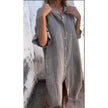 Women's Cotton Linen Shirt Dress – Loose Casual Button-Down A-Line Dress