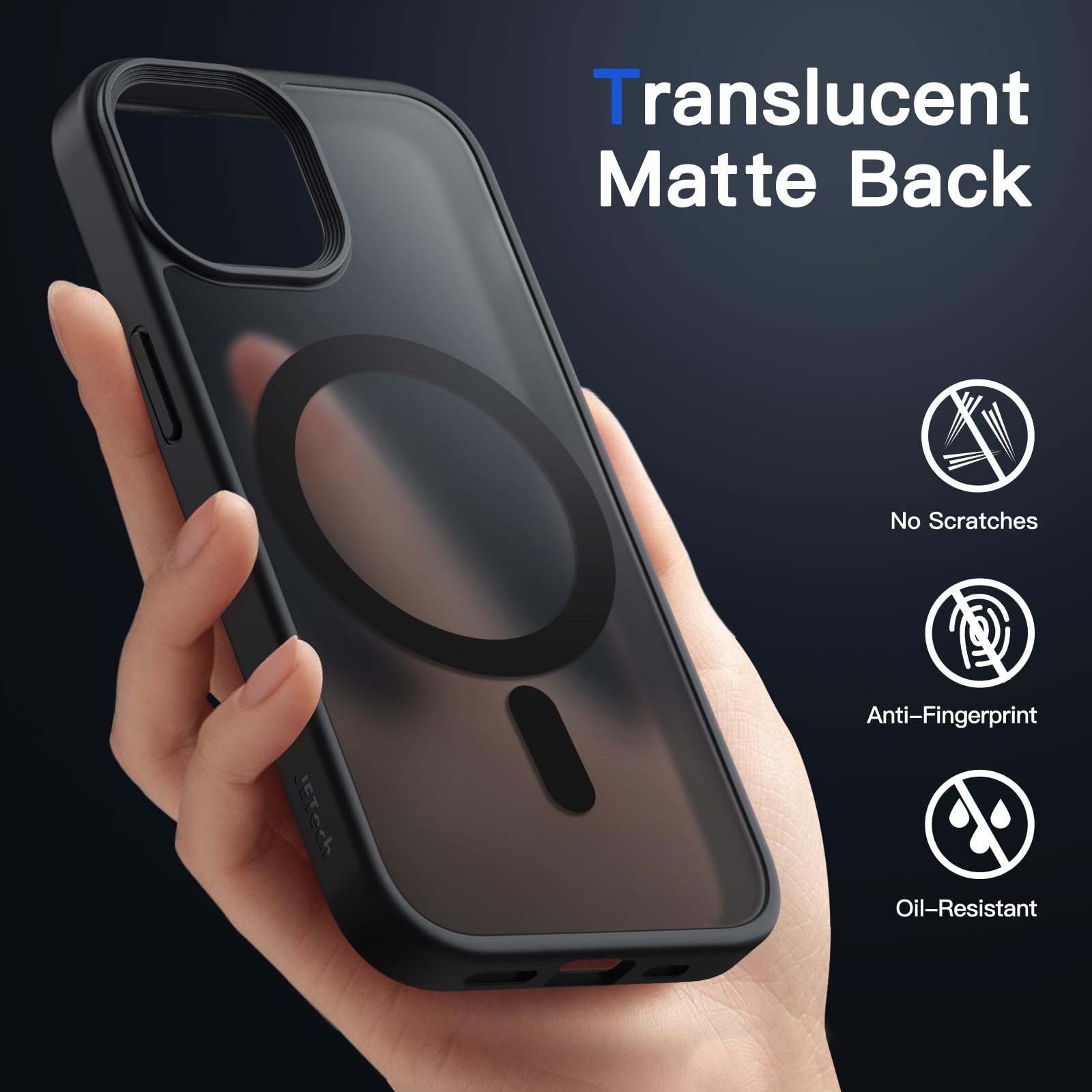 JETech Magnetic Case for iPhone 14 6.1-Inch Compatible with MagSafe, Translucent Matte Back Slim Shockproof Phone Cover (Black) 🍁 All In One Marketplace Canada