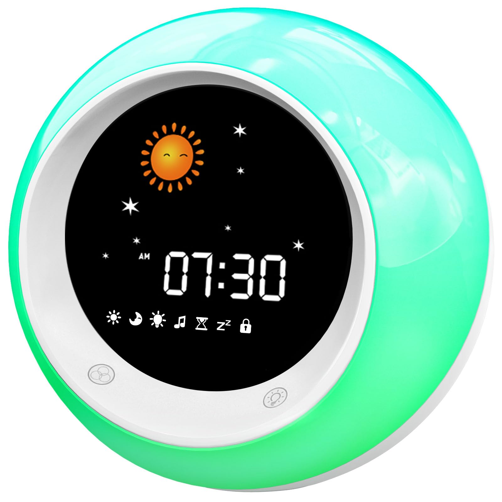 I.Code Sun & Moon Rise Kids Alarm Clock, Children's Sleep Trainer, Sleep Sound Machine, Wake Up Light & Night Light, Teach Kids Day & Night 🍁 All In One Marketplace Canada