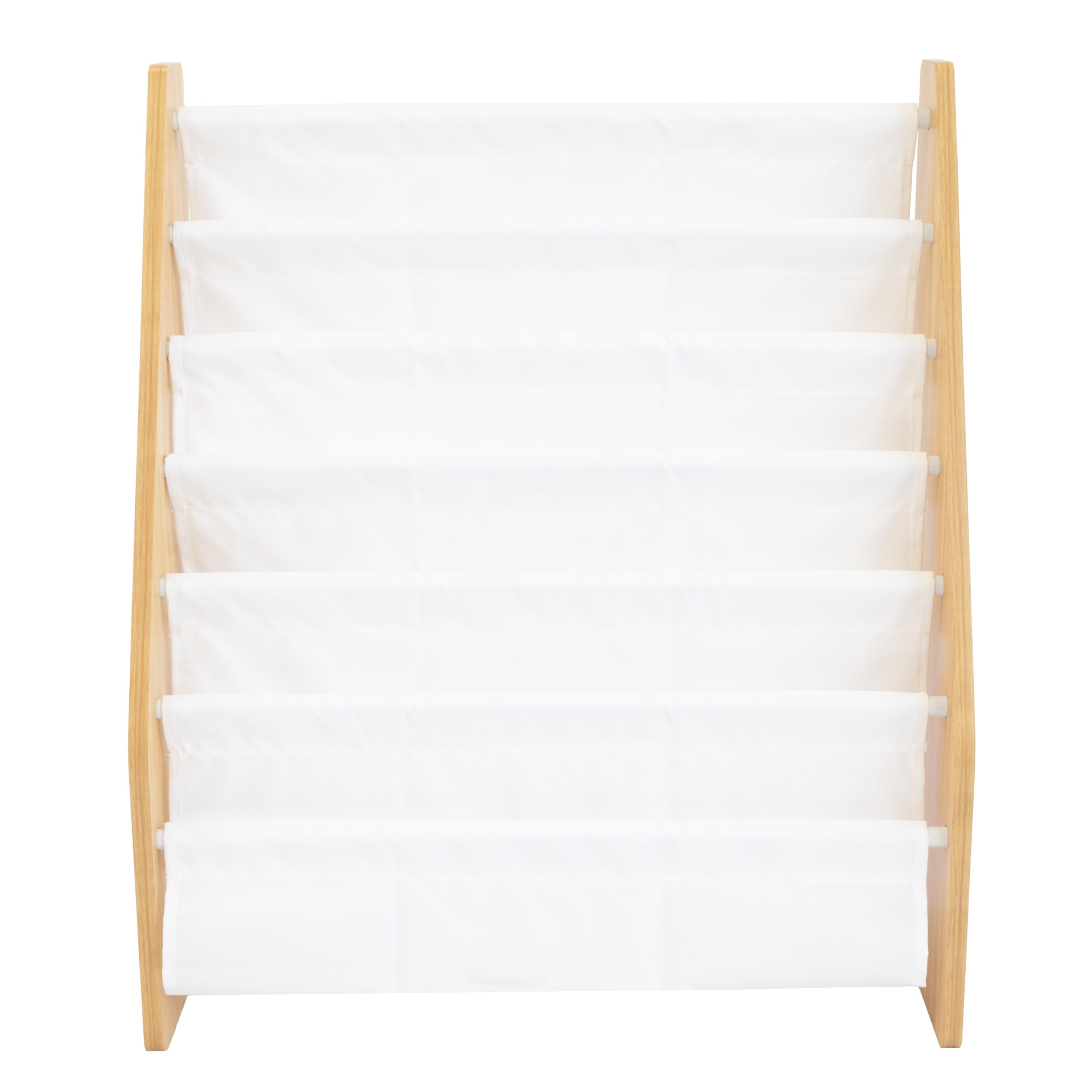 Humble Crew Kids Bookshelf 6-Tier Book Rack Organizer, Extra Large Toddler Bookcase with Fabric Storage Pockets, Front-Facing Display for Children’s Books, White/Natural Wood, Nursery/Playroom Storage 🍁 All In One Marketplace Canada