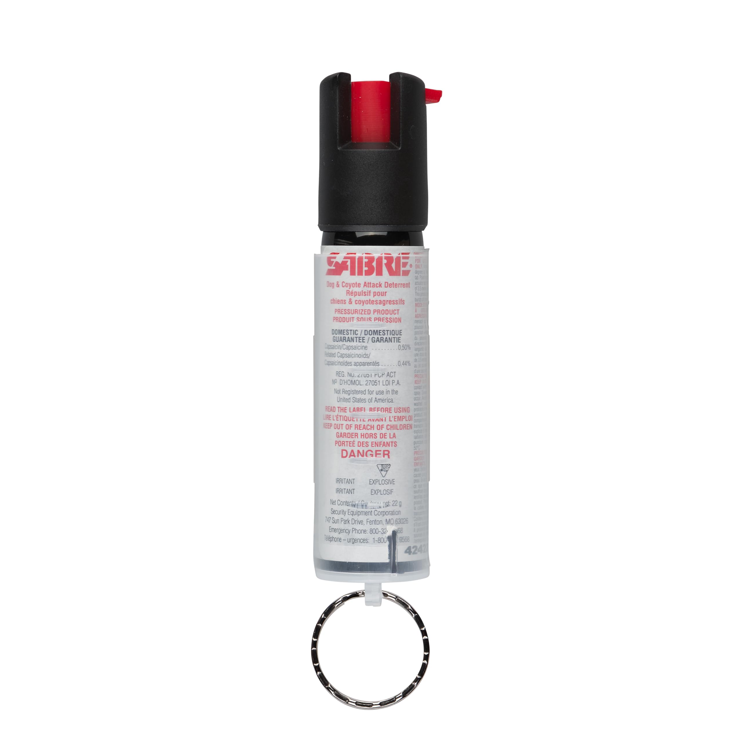 Sabre Protector 22-Gram Dog Spray with Key Ring, 14 Second Total Spray Time, 3.5-Meter Range, Humane Dog Attack Deterrent, Maximum Strength Allowed by Health Canada 🍁 All In One Marketplace Canada
