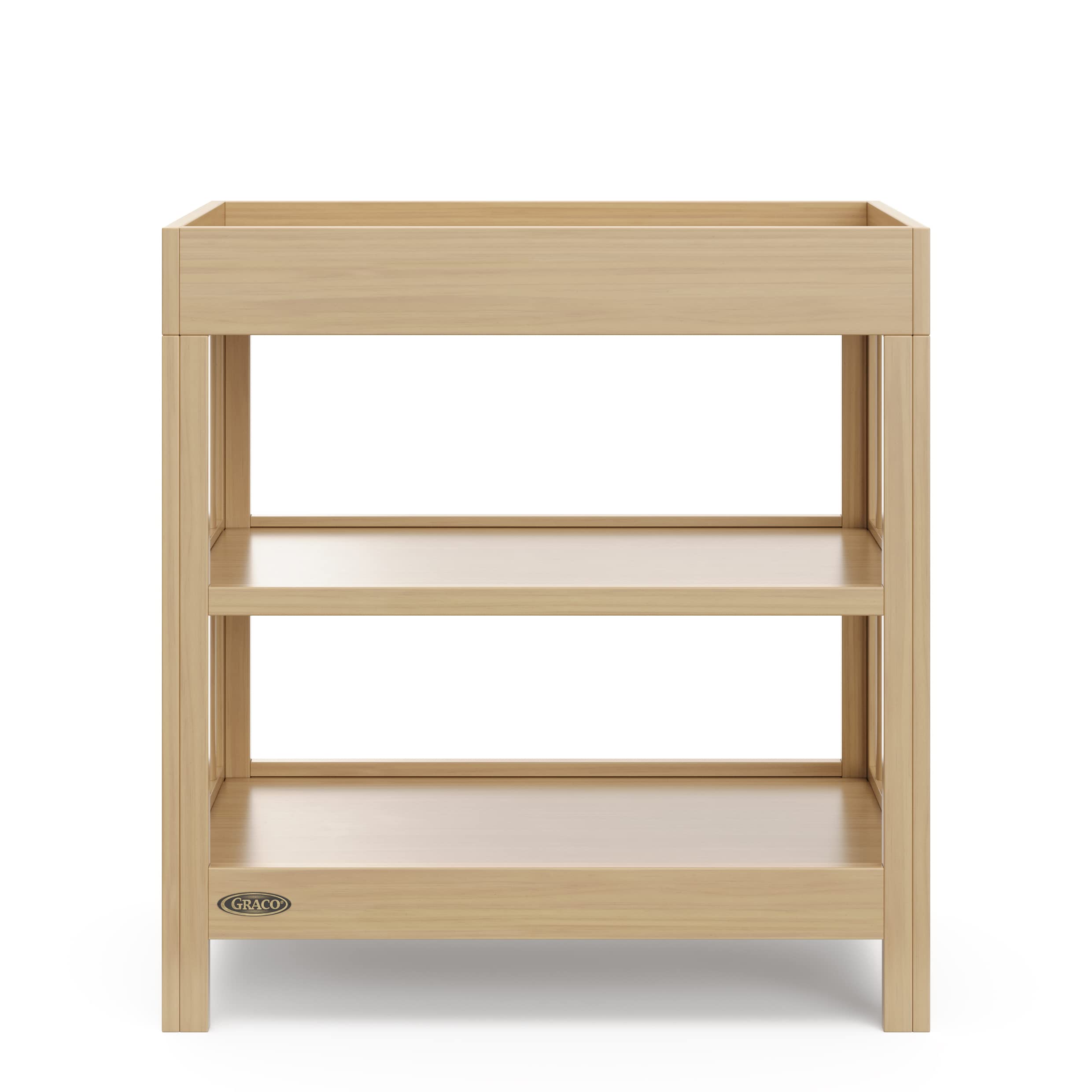 Graco Teddi Changing Table with Water-Resistant Changing Pad (Driftwood) - GREENGUARD Gold Certified, 2 Open Shelves, Includes Bonus Water-Resistant Changing Pad with Safety Strap 🍁 All In One Marketplace Canada
