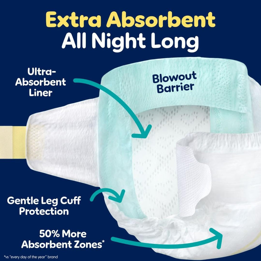 Pampers ZZZ Overnight Diapers, Size 4, Nighttime Protection Disposable Baby Diaper, 1 Pack (Count of 58) 🍁 All In One Marketplace Canada