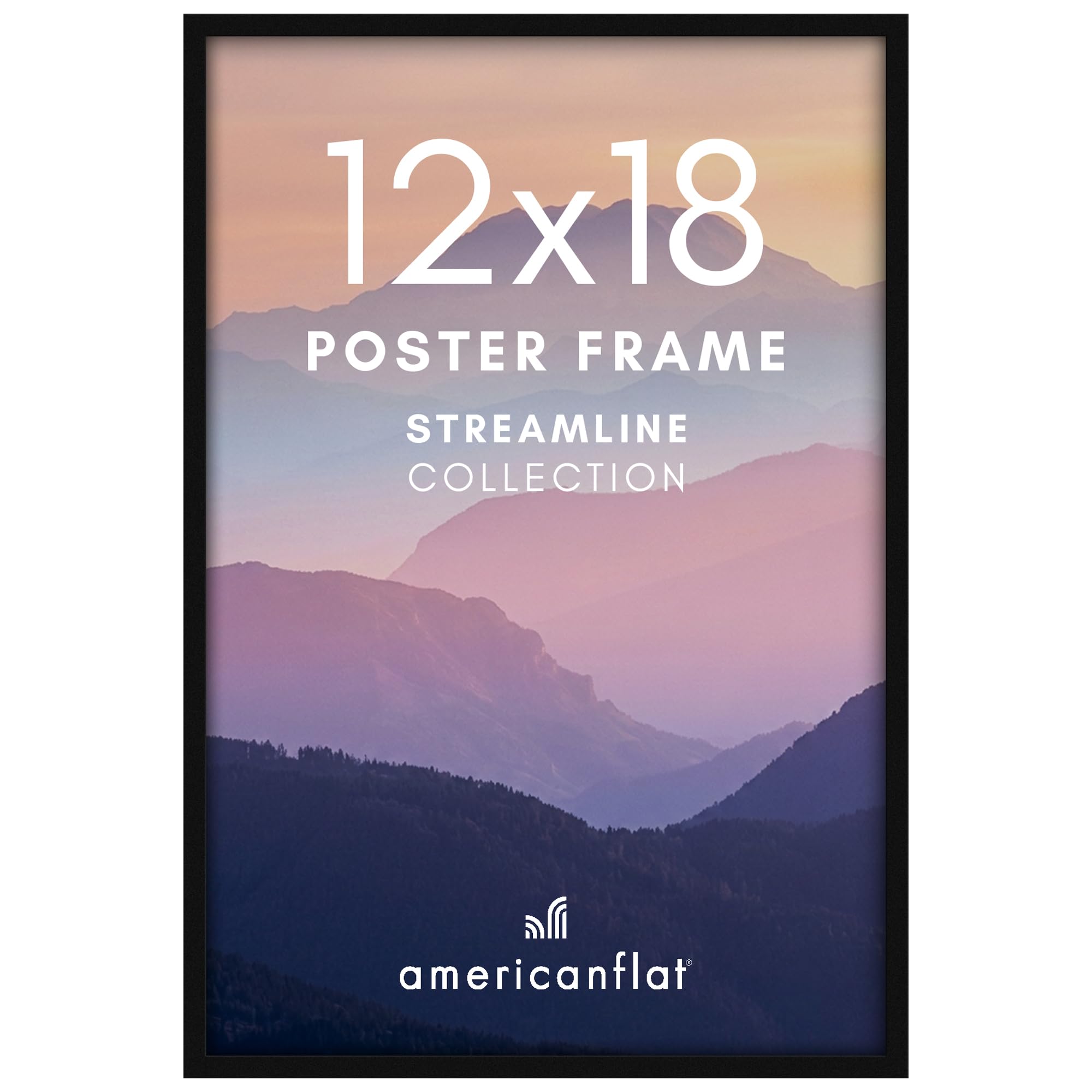 Americanflat 12x18 Poster Frame with Polished Plexiglass - Streamline Collection - Thin Border Picture Frame for Wall Display - Hanging Hardware Included - Black 🍁 All In One Marketplace Canada