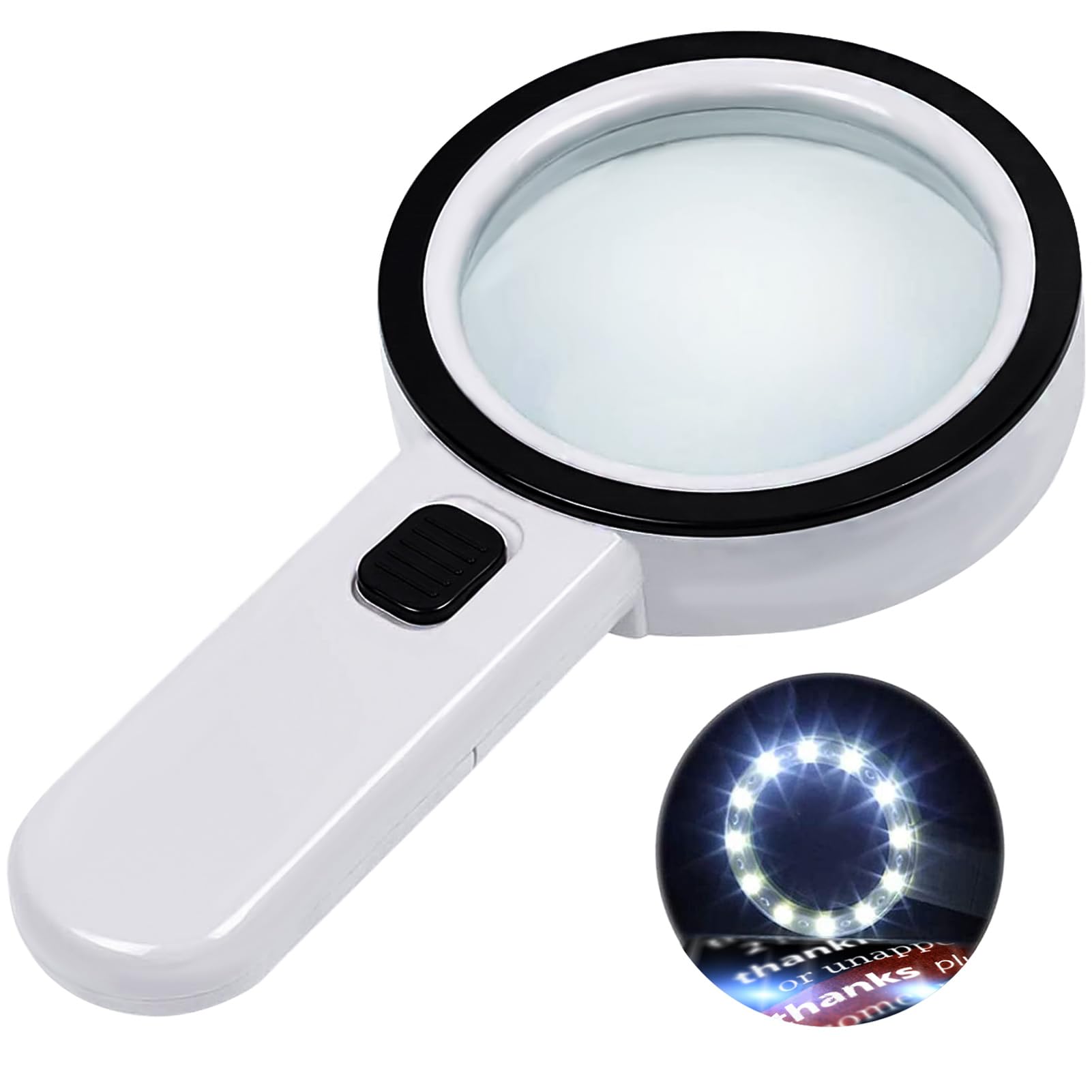 Ultra-Clear Magnifying Glass with Light, Lightweight Handheld Reading Magnifier with 12 LED, Optical Glass Lens for Seniors, Macular Degeneration, Close Work, Coins & Pill Bottle 🍁 All In One Marketplace Canada
