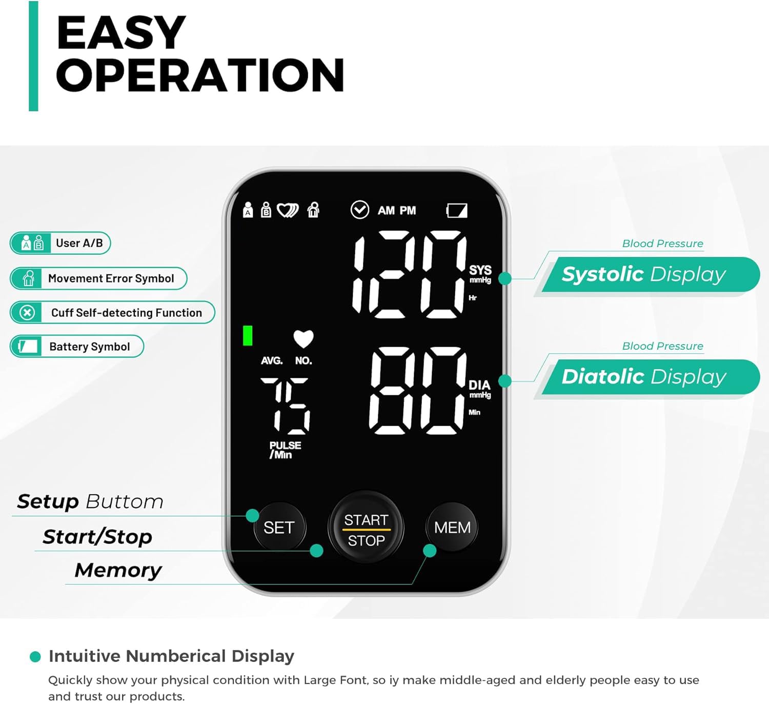 Blood Pressure Machine for Home Use Automatic Blood Pressure Monitor with 2x120 Reading Memory Adjustable Arm Cuff 8.7
