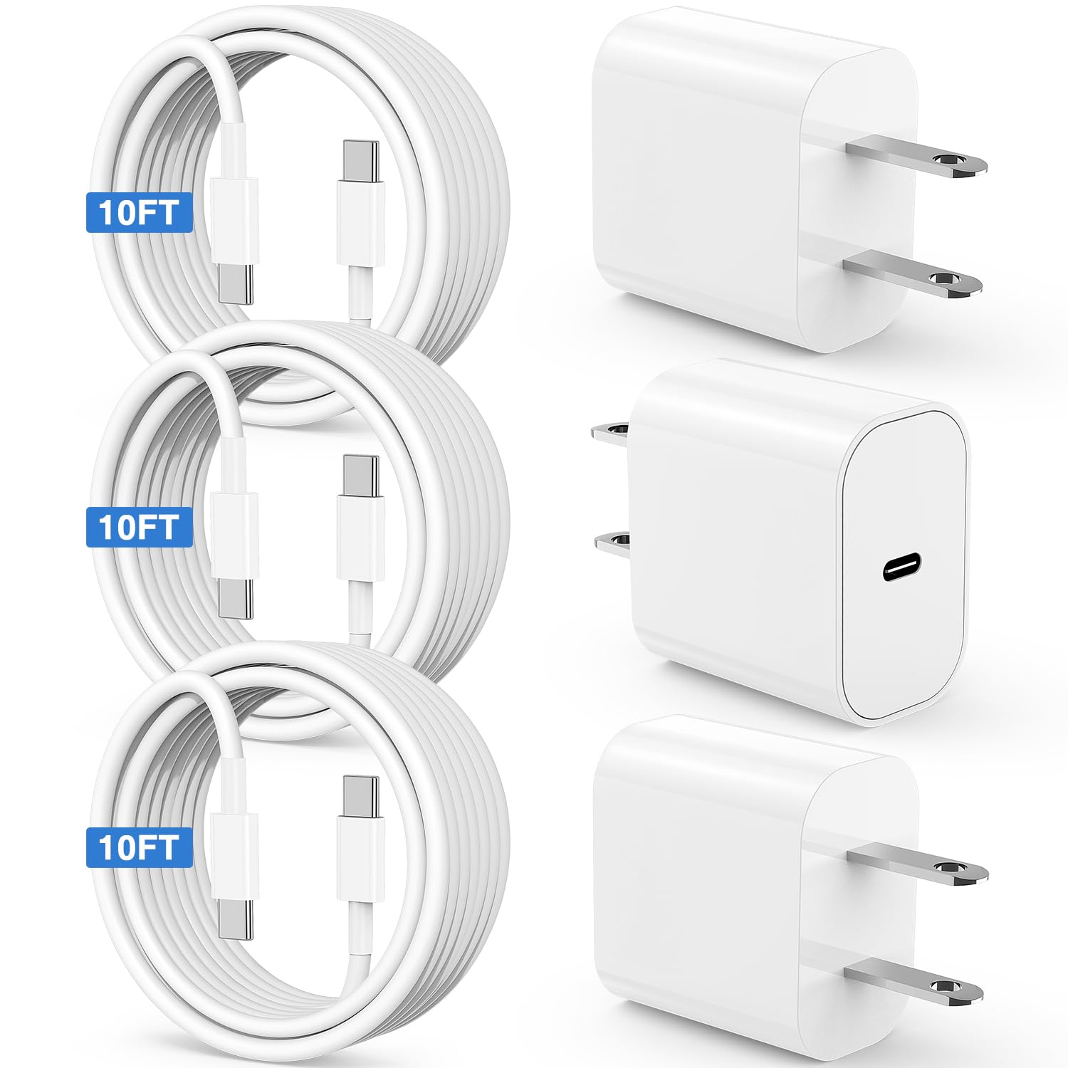 Susnwere iPhone 17 15 16 Charger 10Ft with 20W USB C Charger Block,3-Pack 20W Fast Wall Charger for iPhone 17 Pro Max/iPhone 16/16 Plus/16 Pro/16 Pro Max/15 Plus/15 Pro Max,3Pack Extra Long 10ft Cable 🍁 All In One Marketplace Canada