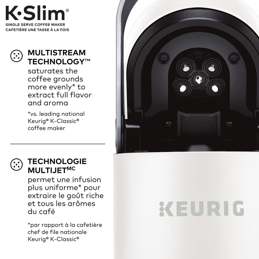 Keurig K-Slim Single Serve K-Cup Pod Coffee Maker, Featuring Simple Push Button Controls and MultiStream Technology, White 🍁 All In One Marketplace Canada