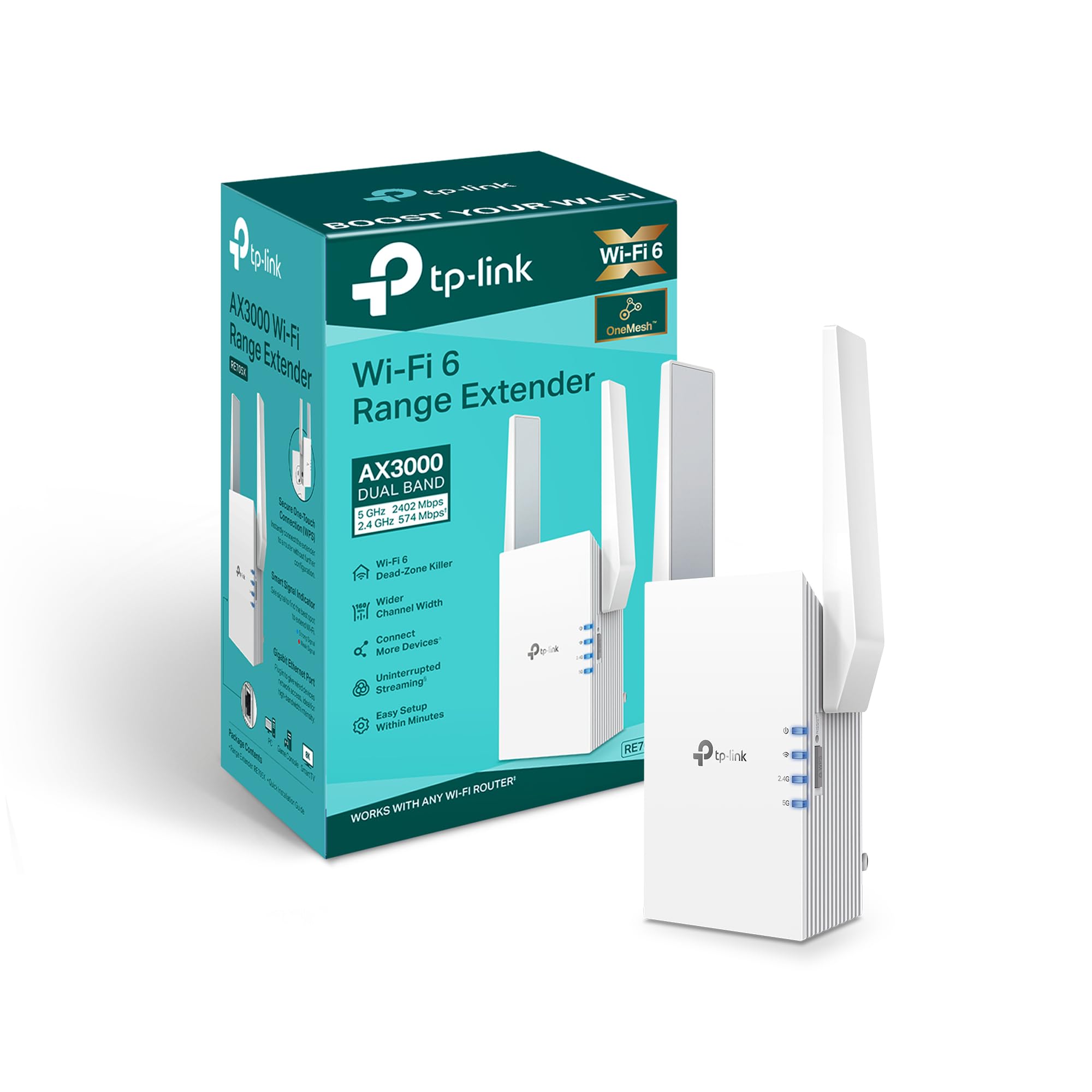 TP-Link AX3000 WiFi 6 Range Extender Internet Booster (RE705X) - Dual Band, AP Mode w/Gigabit Port, OFDMA, Beamforming, APP Setup 🍁 All In One Marketplace Canada