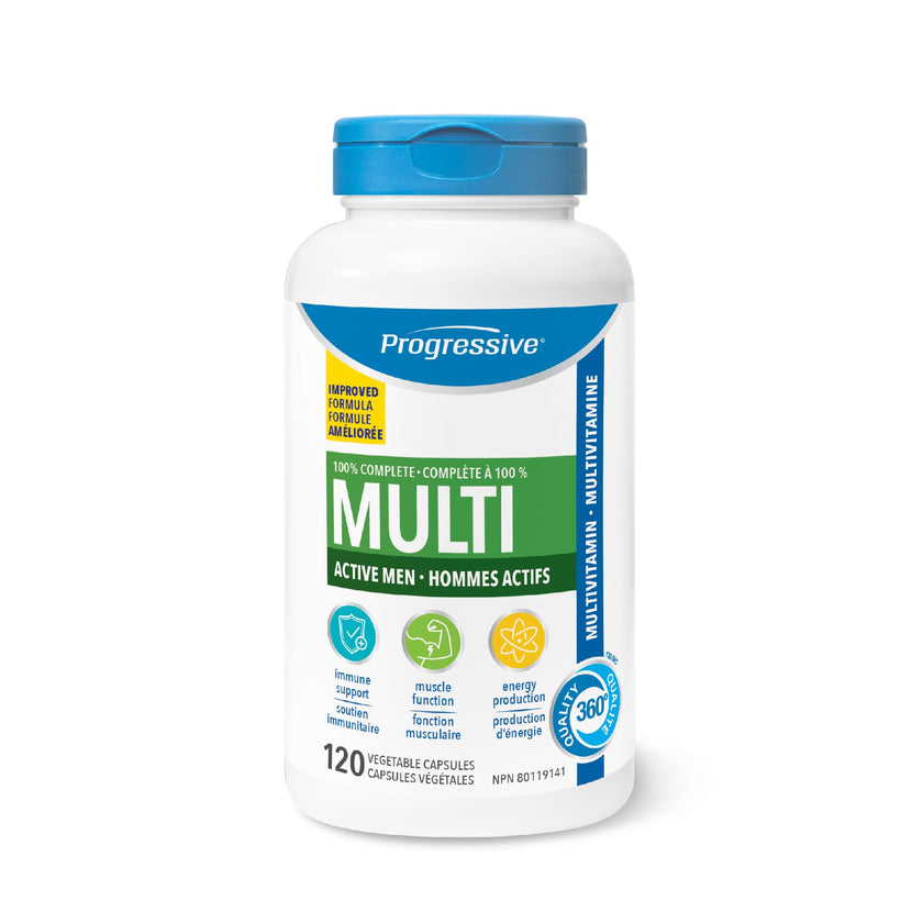Progressive Advanced Daily Multivitamin for Active Men, with Quercetin, Maca, Ashwagandha, and Siberian Ginseng. Supports Immune Health, Muscle Function, and Energy, 100% Complete, Canadian-Made 120 Count 🍁 All In One Marketplace Canada