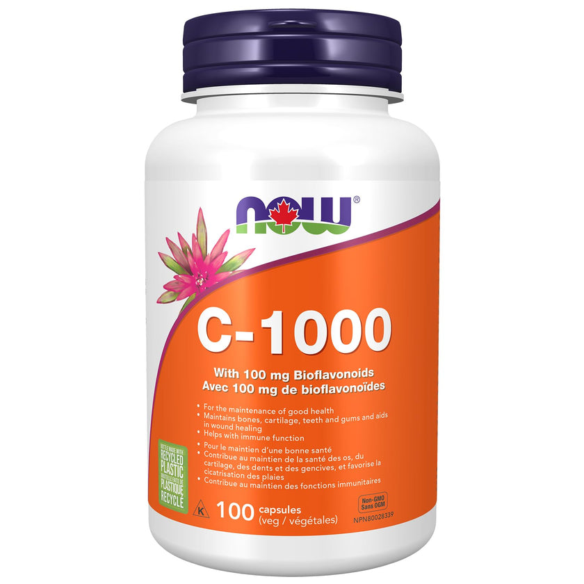 NOW Supplements, Vitamin C-1,000 with 100 mg of Bioflavonoids, Antioxidant Protection, 100 Veg Capsules 🍁 All In One Marketplace Canada