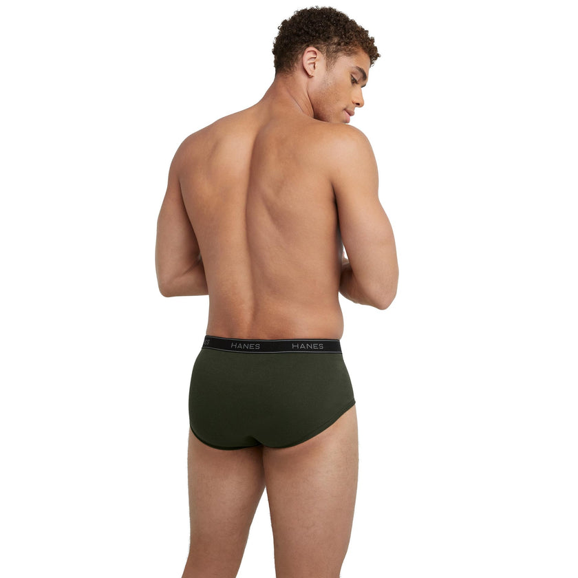 Hanes Mens 6-pack Exposed Waistband Mid-rise Briefs-underwear, White/Black, X-Large US 🍁 All In One Marketplace Canada