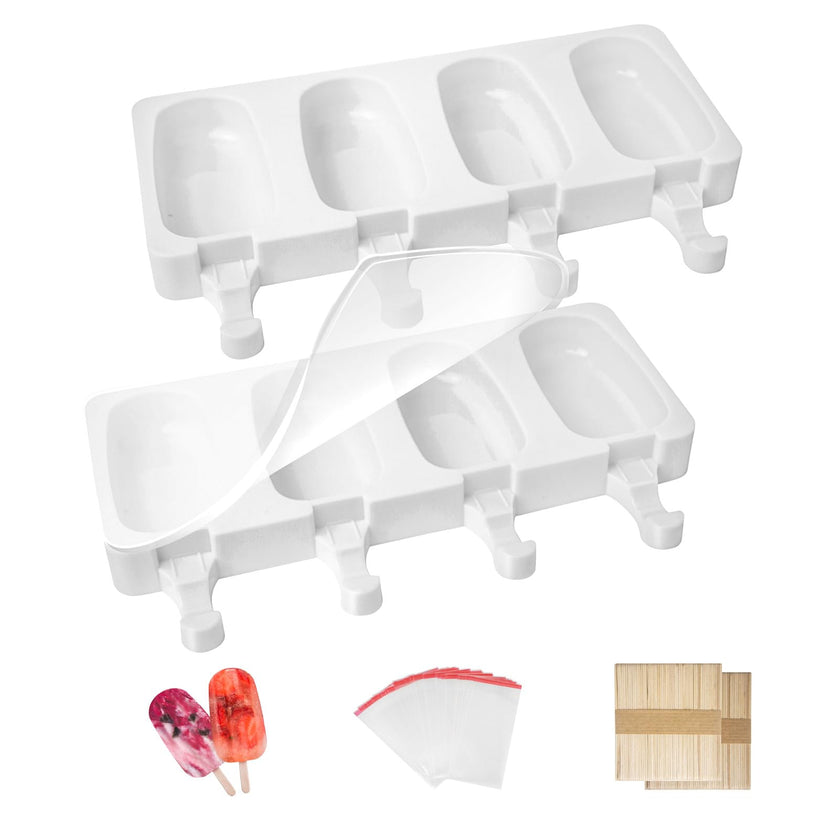 Popsicle Molds 2Pcs, Silicone Ice Cream Molds ice Lolly Moulds with Lid, 100 Sticks and 50 Bags for Ice Pop Cakesicle Dessert, BPA Free 🍁 All In One Marketplace Canada