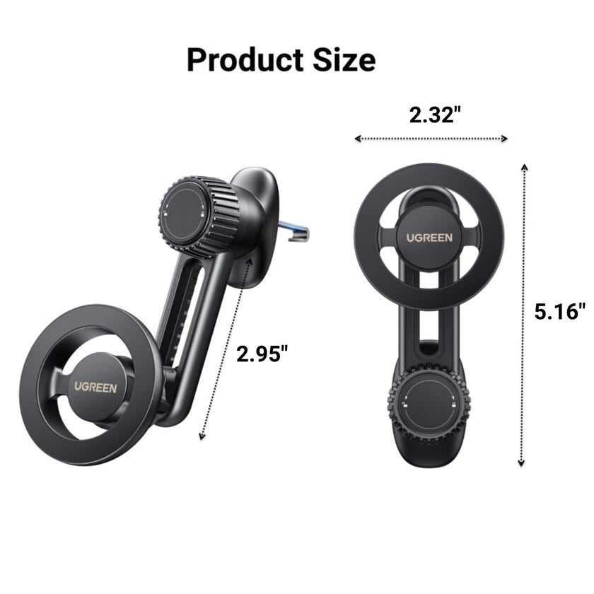 UGREEN Magsafe Phone Mount for Car, Not Blocking Air Vent, with 2 Metal Rings for All Phones Strengthen Magnetic Car Phone Holder Compatible with iPhone 17 16 15 Pro Max 14 13 12 Pro Mini MagSafe Case 🍁 All In One Marketplace Canada