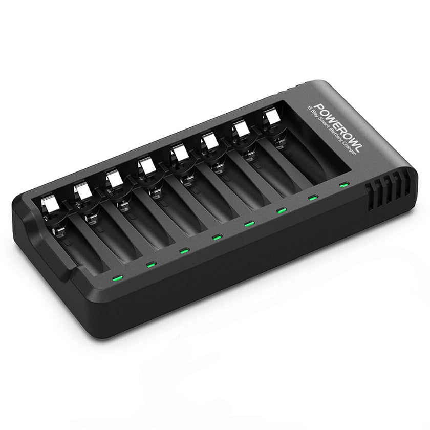 POWEROWL 8 Bay AA AAA Battery Charger for Ni-MH Rechargeable Batteries (No Adapter) 🍁 All In One Marketplace Canada